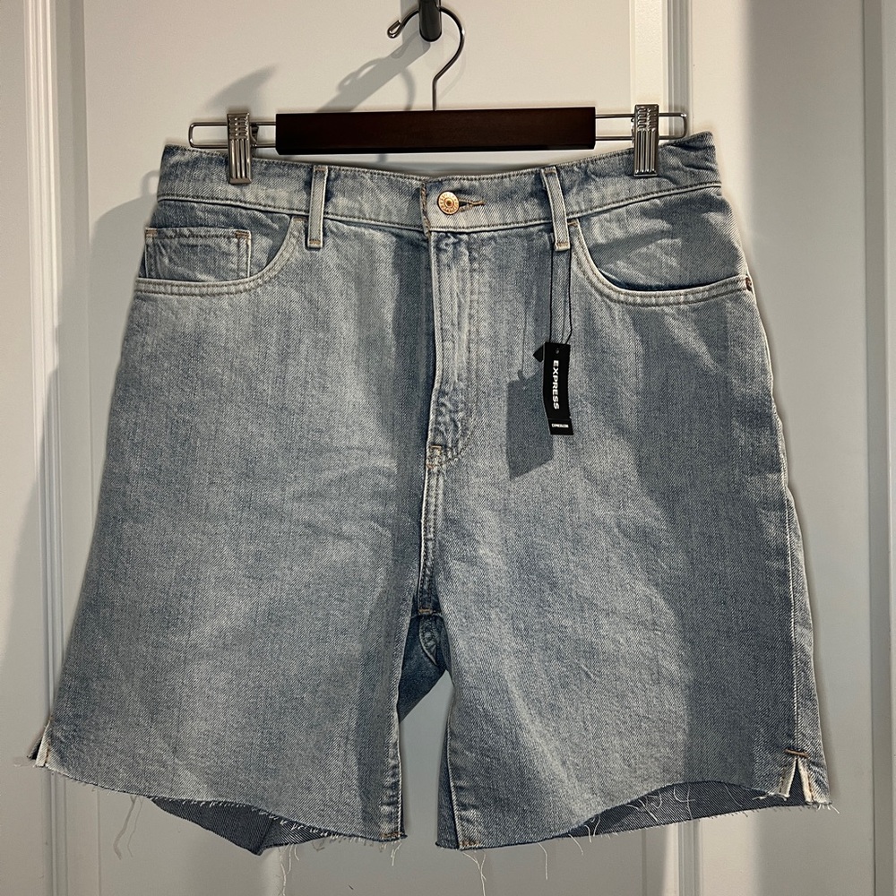 Express Blue High Waist Denim Shorts